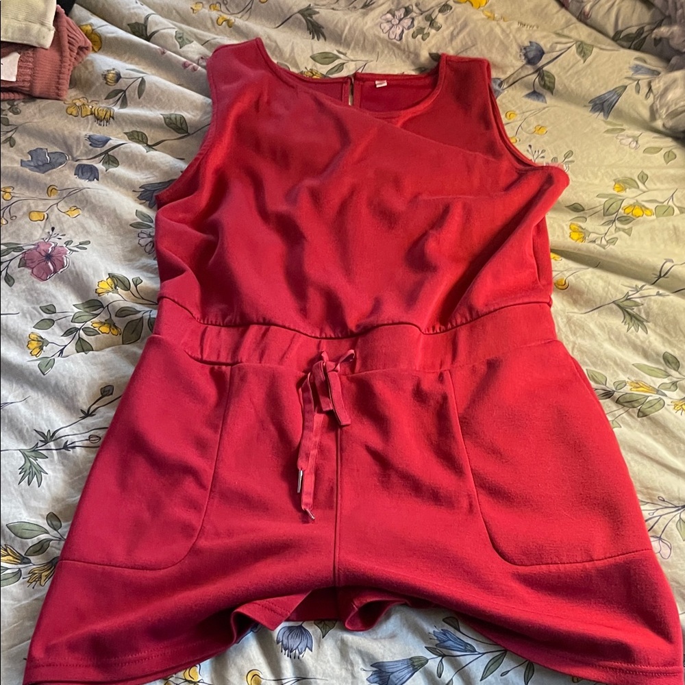 Women's Red Sleeveless Jumpsuit